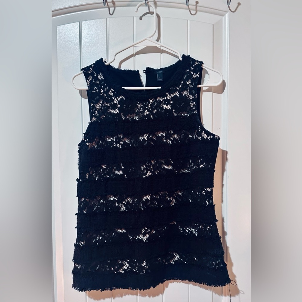 J. Crew Black Lace Sleeveless Top Small (Business Casual, Work, Blouse)